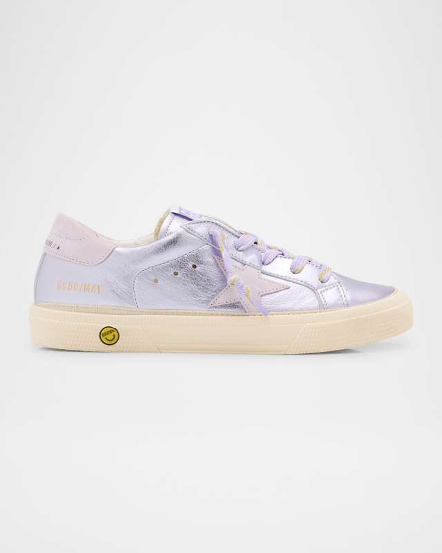 Girl's May Laminated Nappa Leather Sneakers,